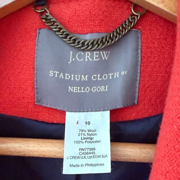 J. Crew Majestic Wool Peacoat 49360 Red Orange Double Breasted Jacket 10 Women’s - Picture 5 of 8